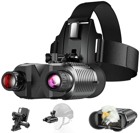 AILNJUC Night Vision Goggles Head Mounted, 1312FT Night Vision Binoculars Compatible with Military Tactical Helmet, Infrared Long Focus 8X Digital Zoom/32GB SD Card
