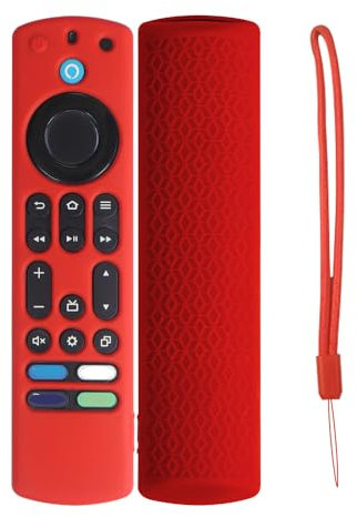 Funda de Silicona para Mando a Distancia para Fire TV 4K Stick MAX, reemplazo de la Cubierta remota con cordón, Funda Protectora de la Piel del Caso (Rojo)