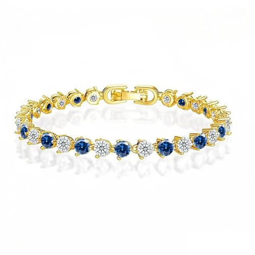HEEYA Gold Bracelet for Women, Blue and White Gold Tennis Bracelet Birthday Gifts for Women, Gold Jewellery Sister Friendship Bracelet Mum Birthday Gifts Presents