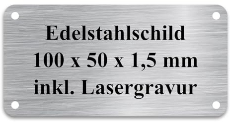 WIENS3D Klingelschild Edelstahl mit Gravur | Namensschild - Türschild - Gartenschild personalisiert für Briefkasten | Büroschild - Grabschild - Bankschild - Stallbox - Hundehütte | (100x50x1,5 mm)