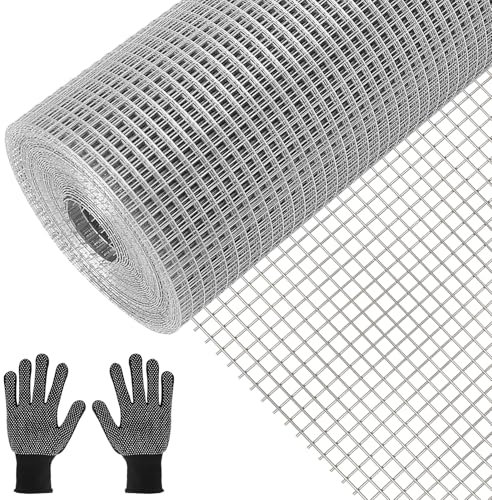 VHUTOU 40 cm x 10 m Rete Metallica Zincata, Rete Metallica Fine da 0,6 mm per Roditori, Rete Metallica Zincata per Conigli, Griglia per conigli, voliera, giardino