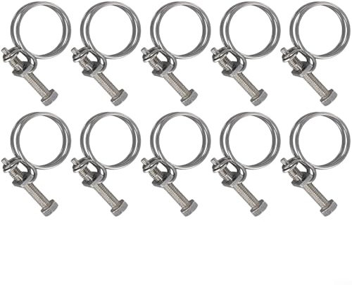 Lot de 10 colliers de serrage à double fil en acier inoxydable pour une utilisation dans diverses industries (22-27 mm)