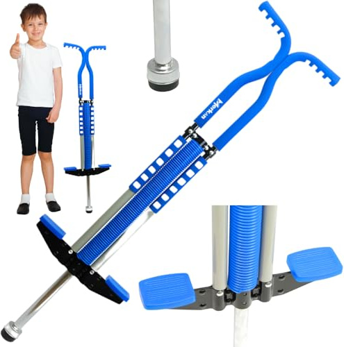 Merkan Pogo Stick, Jump Stick, Springstange, Kindermuster, Softschaum, bis 70kg (Blau)