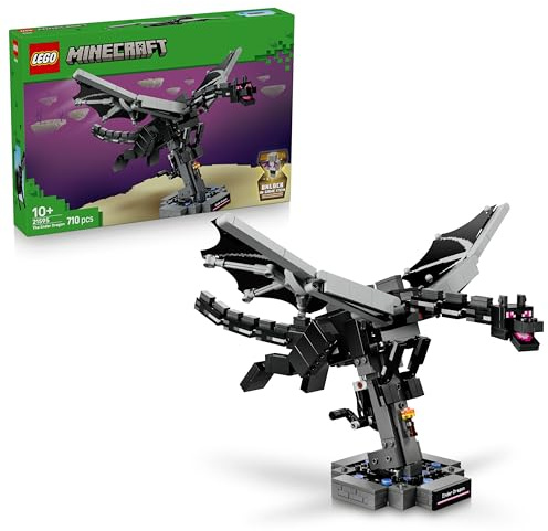 LEGO Minecraft Le Dragon de l’Ender - Figurine - Jeu Interactif avec Ailes Articulées & Portail de Sortie - Décoration de Chambre d'enfant - Cadeau Gaming pour Garçon, Fille dès 10 Ans ou Fan 21595