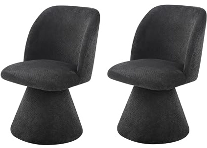 Hela Tische, 2er Set Drehstuhl Sessel Bari, Bezug Webstoff Anthrazit, Rundrücken, drehbar 360°, gepolsterter Metall-Kegelfuß Dia. 50cm, 120kg belastbar