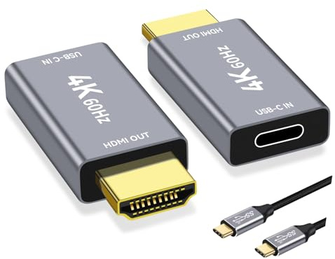 USB C to HDMI Adapter with 3.3FT USB C Video Cable, 4K@60Hz USB Type C Female to HDMI Male Converter, Support 4K@60Hz 2K@120Hz HDR 3D Thunderbolt 3/4 to HDM-I for i-/Phone 17, MacBok, Galaxy - 1 Pack