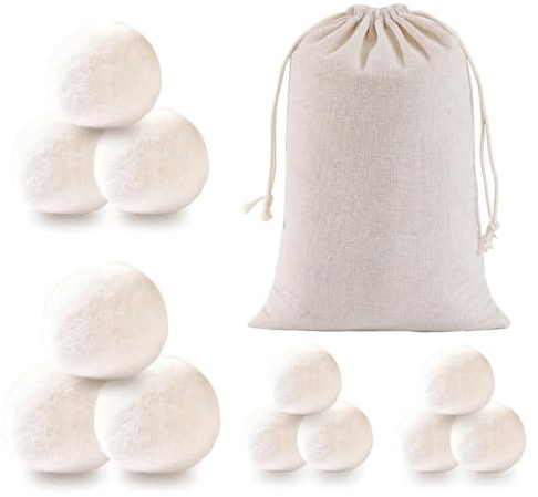 12Pcs Wool Dryer Balls, Organic Handmade Reusable Tumble Dryer Balls