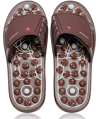 BYRIVER Fussmassagegerät Fussmassage Hausschuhe, Massage Schuhe, Reflexzonenmassage Sandalen Linderung von Plantarfasziitis (03M)