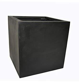 Pflanzkübel für Rollen aus Fiberglas in schwarz-anthrazit - Größe (LxBxH): 60x60x60 cm