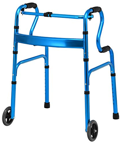Goplus 3-in-1 Stand-Assist Folding Walker with 5 Wheels, Heavy Duty Walking Mobility Aid Supports up to 220lbs, Can be Used as Toilet Safety Rail, Narrow Drive Walkers for Seniors Elderly Adult