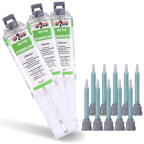 2 Komponenten Kleber extra stark 75g + 10 Düsen - 2K Epoxy Kleber - Epoxidharz mit Härter transparent - Epoxidharz - Alleskleber Kunststoff,Metall, Glas, Stein, Beton, Holz