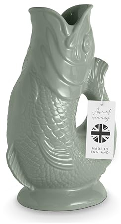 Wade Fish Jug, Handcrafted in Stoke-on-Trent England, Award-Winning Iconic UK Heritage Brand, English Earthenware, 0.6L, Sage Green, WA967802SGE