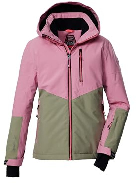 killtec Niñas Chaqueta de esquí/chaqueta funcional con capucha y protección contra la nieve KSW 207 GRLS SKI JCKT, hell himbeere/sage, 128, 43561-000