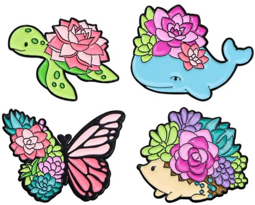 Luxylei 4 Piezas Feliz Conejito De Pascua Linda Mariposa Tortuga Erizo Ballena Pin Broche Recuerdos Regalo Decoraciones Dibujos Animados Animal Solapa Pin