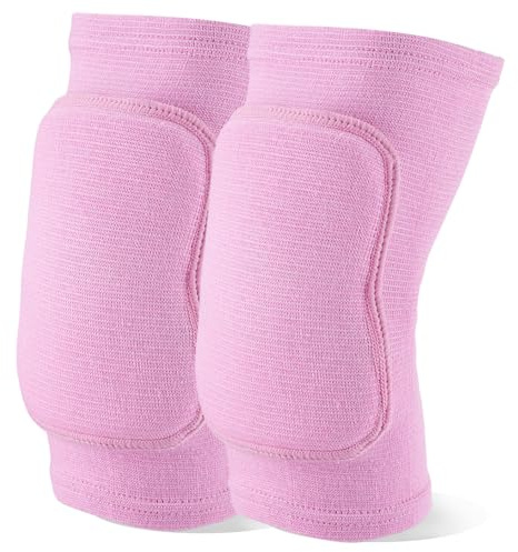 CREATCABIN Rodilleras de Voleibol para Hombre Y Mujer Suaves Y Transpirables Elásticas Y Protectoras para Baloncesto Fútbol Baile Yoga Ciclismo Color Rosa Intenso Tamaño Mediano de 23 x 11.5cm