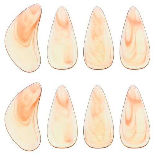 JOINPAYA Lot de 8 Faux Ongles Guzheng en Abs, Médiums, Couleur Ambre, Accessoires Solide pour Instruments à Cordes, Adaptés aux Joueurs de 10-15 Ans, pour Débutants et Professionnels