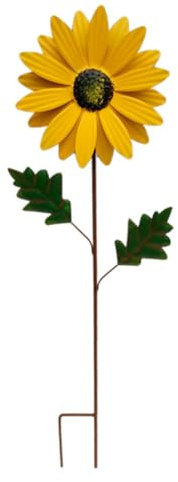 Molinete de Molino de Viento de Girasol, hilandero de Viento Decorativo de Flores, Adorno de jardín para Exteriores, Fiesta, Patio (Amarillo)