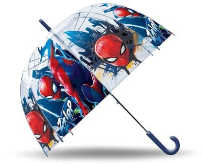 Kids Licensing - Parapluie transparent pour enfants type cloche de 46 cm Spiderman