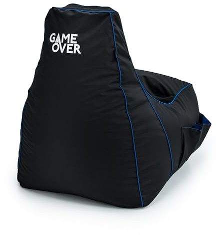 Game Over 8-Bit Kids Children Mini Video Gaming Bean Bag Chair | Indoor Living Play Room | Side Pockets for Controllers | Headset Holder | Ergonomic Design for the Dedicated Young Gamer (Soul Reaper)