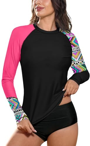 BesserBay Camiseta de manga corta para mujer con protección UV UPF 50+ con mangas raglán multicolor | LIGERO