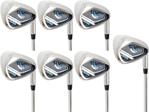 LAZRUS GOLF Juego de Hierros Individuales Premium Para Hombres (4, 5, 6, 7, 8, 9, PW) Palos Flexibles Regulares (Mano Izquierda, LH, Juego de 4-PW, 7 Piezas)