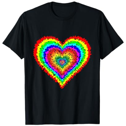 Heart Rainbow Tie-Dye Heart with Rainbow Colors T-Shirt