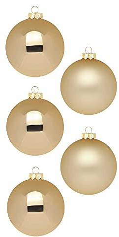 Inge Glas Weihnachtskugeln | Schöne Christbaumkugeln aus Glas | 20 Kugeln in Karton-Box | Christbaumschmuck Weihnachtsbaumschmuck Weihnachtsbaumkugeln (Brokatgold | Gold Glanz/matt)