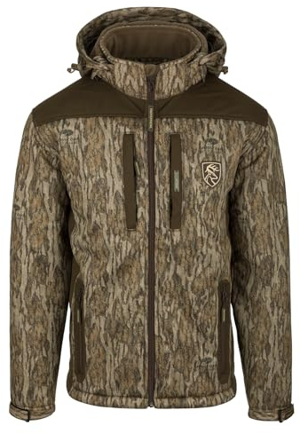 Drake Waterfowl Men's Non-Typical Heavyweight Camo Hunting Jacket, Windproof Quiet Silencer Fleece (US, Alpha, XX-Large, Regular, Regular, Mossy Oak Bottomland)