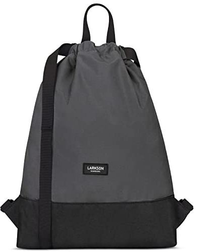 LARKSON Turnbeutel Damen & Herren Grau - No 7 - Rucksack Damen für Sport und Festival - Beutel Rucksack Klein mit Innentasche - Außentasche für Schnellzugriff