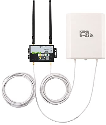 Router 4G KUMA Connect E-Zi con Ranura SIM desbloqueada - Router WiFi portátil de 150 Mbps con Antena Exterior para casa Caravana Fija Autocaravana - Kit de Hotspot de Internet móvil LTE 12vDC/240vAC