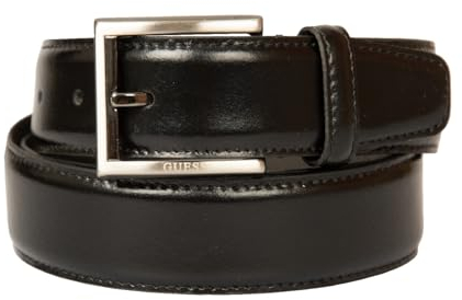 Guess Kürzbarer Ledergürtel für Herren Gürtel Mann aus Leder Artikel BM5019 LEA35 hoch cm. 3,2, BLA Black, 105
