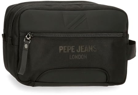 Pepe Jeans Bromley Neceser Dos Compartimentos Adaptable Negro 26x16x12 cms Poliéster