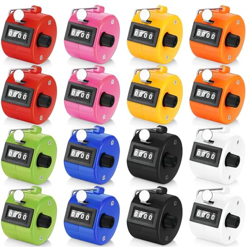 ASMIZ 16 Pack Handheld Tally Counter Bulk, 4 Digit Number Clicker Counter for Golf, Hand Shot Counter for Coaching, Knitting, Lap, Fishing, Toddler & Fidget