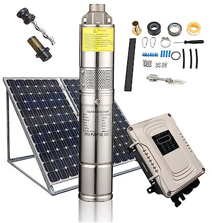 Pompe à eau solaire, Pompes de forage solaires à tête cc de 80m for pompe de puits profond hélicoïdale solaire profonde d'irrigation avec pompe à eau solaire à vis 24V pour étangs, jardin animalier, é