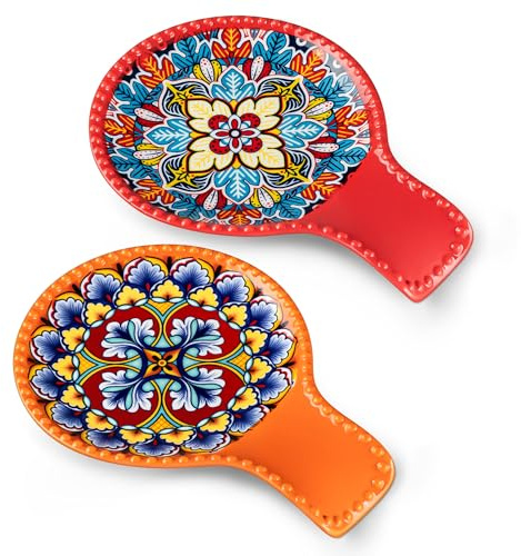vancasso SIMI Porcelain Spoon Rest, Spoon Holder for Kitchen, 2 Pack