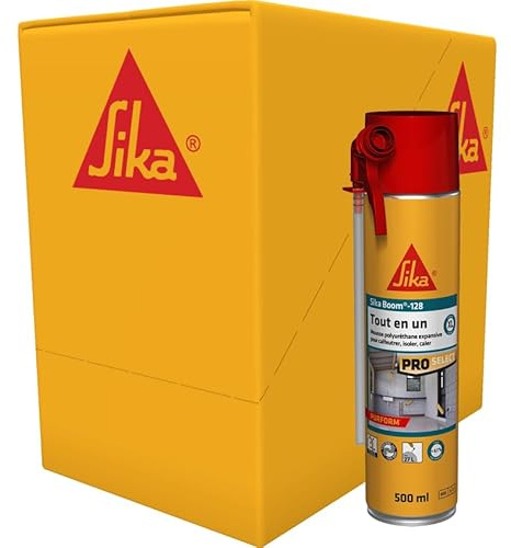 SIKA - Mousse polyuréthane expansive - Sika Boom 128 - Carton 12x500ml | Calfeutrer - Isoler - Caler - Int/Ext - Usage tous sens - Réutilisable - Multisupports - Expansion 27L
