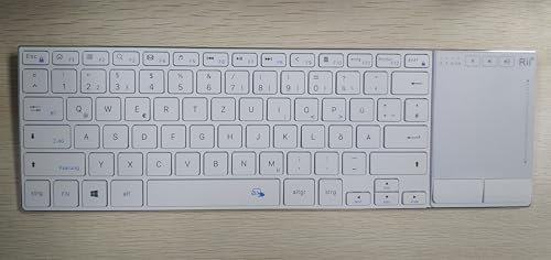 Rii Kabellose Tastatur mit Touchpad, Zwei Verbindungsmodi, Wireless Keyboard, Tastatur Kabellos Klein für Laptops/Smart-TVs, QWERTZ, Wiederaufladbarkeit (2,4GHz+Bluetooth)