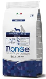 Monge Medium Cane Senior Pollo 3kg, alimento completo per cani anziani di taglia media o grande, gusto POLLO 3kg.