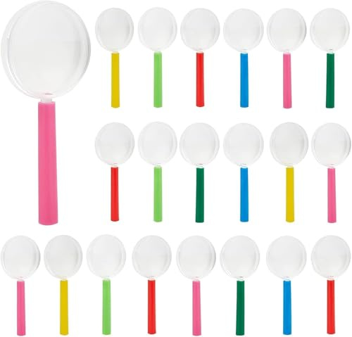 20 Pcs Kids Magnifying Glasses, Portable Mini Magnifying Glasses with Colorful Handle for Outdoor Bug Hunts, Classroom Science Labs & Reading Aid