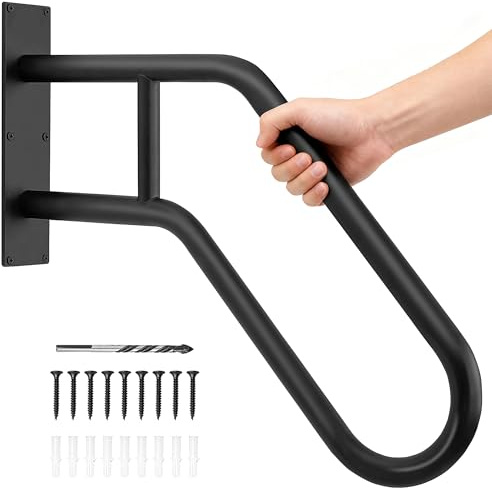 Main Courante d'Escalier Extérieure en U pour 1 à 3 Marches, Rampe d'Escalier Murale pour Jardin Porche, Main Courante Antidérapante de Marche pour Personnes Âgée, Femmes Enceintes, Handicapées