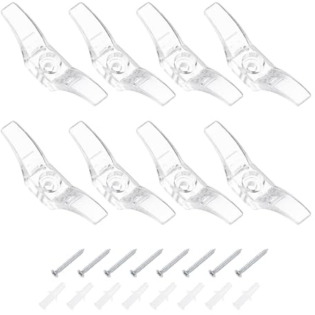 QUARKZMAN 8Pcs 55x11mm Grapas para Cordon Persianas, Portacables Seguridad para Persianas Plastico, Ganchos para Cordon Ventana con Tornillos para Cortinas, Transparente
