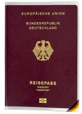 Eudore Transparente Reisepasshülle, Schwarz, Rot, Gold