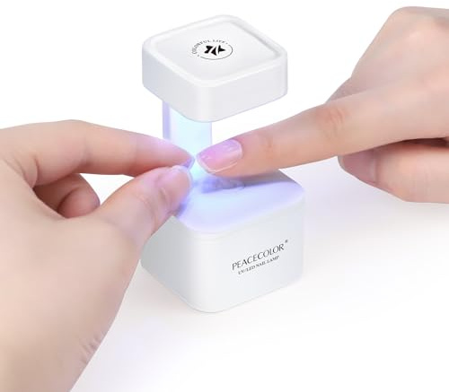 PEACECOLOR Mini UV-lampa – Bärbar UV/LED-nagellampa med 2 timerlägen, nageltorkare för nagellim, gelnagellack, nagelförlängningsgel och strassstenar