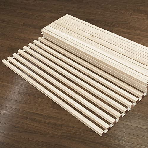 Hansales Rollrost 100x200cm Deluxe aus Holzlatten, Bettrost belastbar bis 350 kg, 40 Leisten - hochwertig extra stark Lattenrost aus FSC® Birken Vollholz, Rolllattenrost