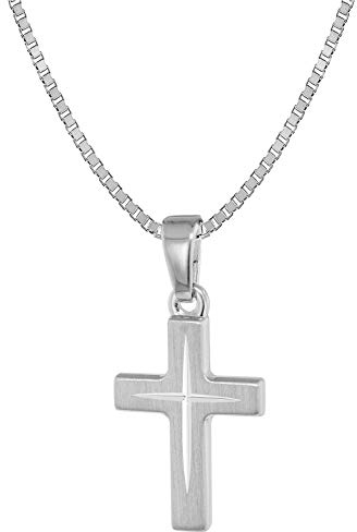 trendor Kinder-Halskette mit Kreuz-Anhänger 925 Silber zauberhafter Halsschmuck mit Anhänger, wunderschöne Geschenkidee für Kids 39580-38 38 cm