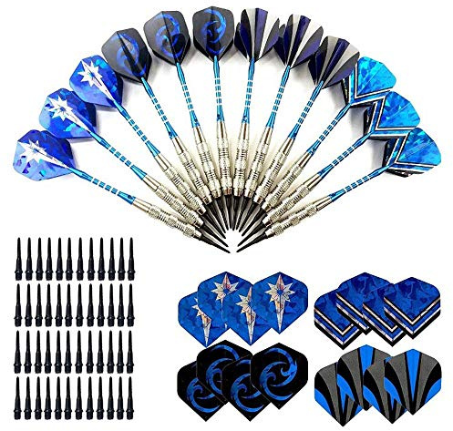 POFET 12PCS Set Soft Darts with Soft Tip Points for Electronic Dartboard with Extra 16 Dart Wing and 120 Black Plastic Dart Tips