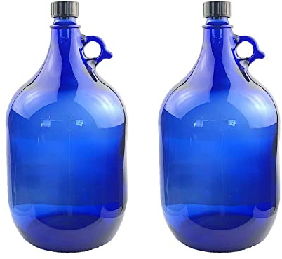 SELECTION ·1948 · ALBERTS · PREMIUM ALBERT PFÄFFLE 2X Glasballon blau 5 Liter, Henkelflasche aus Blauglas inkl. Handschraubverschluss PP35 (VPE 2 Stück)