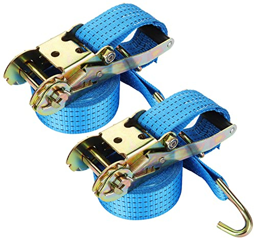 YAYODS Ratchet Tie-Down Straps with Double J-Hooks, 6 m x 5 cm, 2 Pack