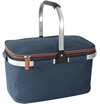 Posten Börse Einkaufs Korb Premium 23L faltbar Dunkelblau Einkaufskorb isoliert, 46 x 29 26 cm