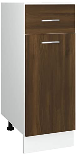 vidaXL Unterschrank, Küchenschrank mit Schublade 2 Fächern, Geschirrschrank für Küche, Küchenunterschrank Schrank Küchenmöbel, Braun Eichen-Optik